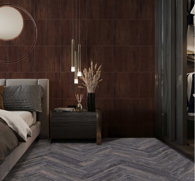 Виниловый ламинат SPC "Cronafloor" Herringbone Дуб Бордо (640*128*4,5 мм) — купить в Дзержинске